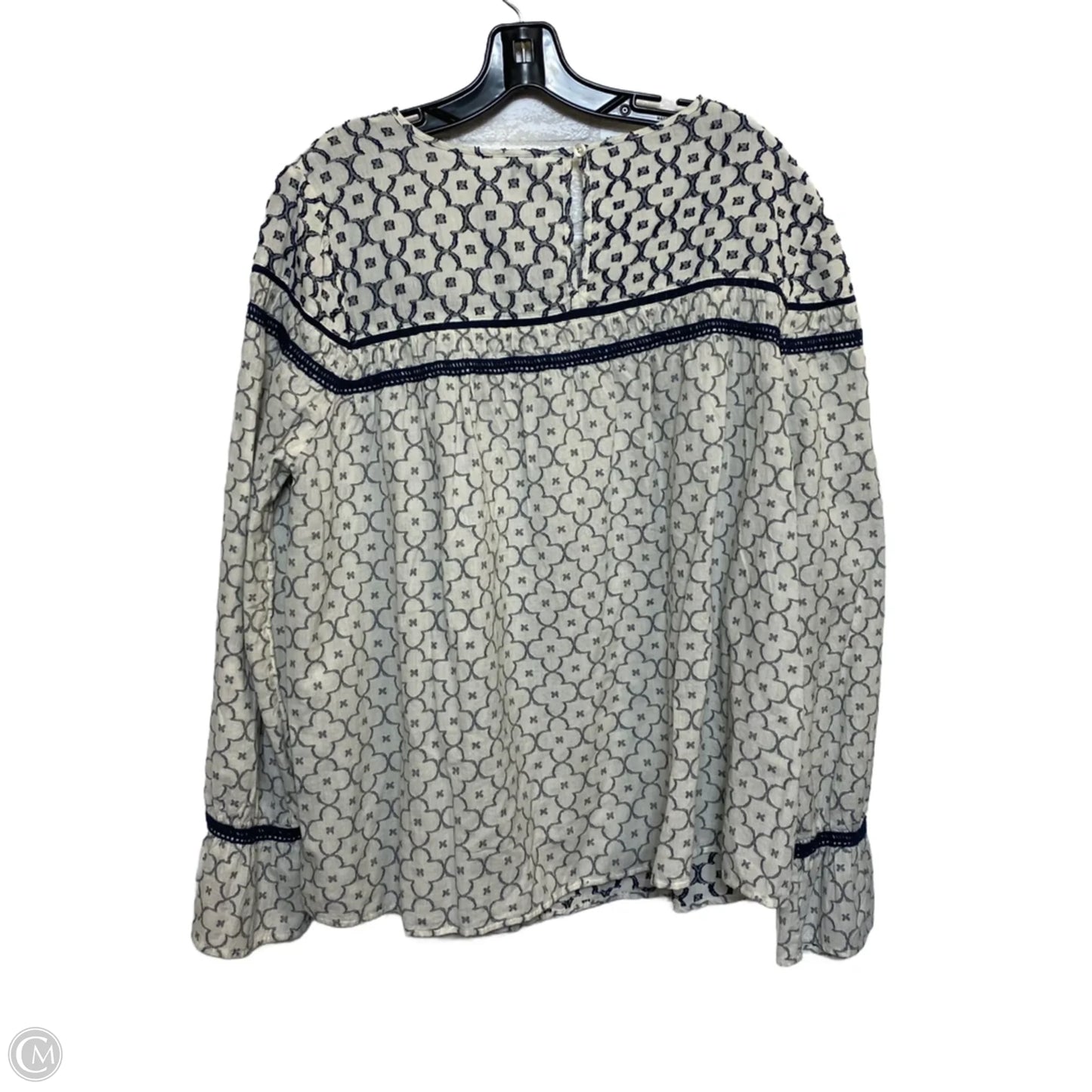 Top Long Sleeve By Crown And Ivy In Blue & White, Size: Xl