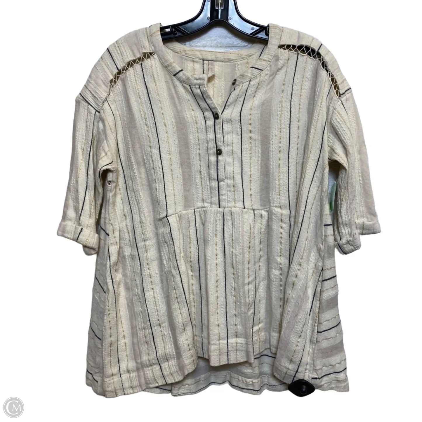 Top 3/4 Sleeve By Free People In Cream, Size: Xs