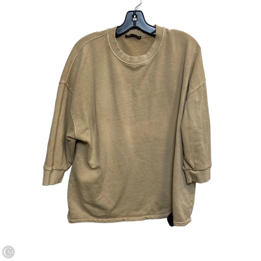 Top Long Sleeve By Zara In Tan, Size: S