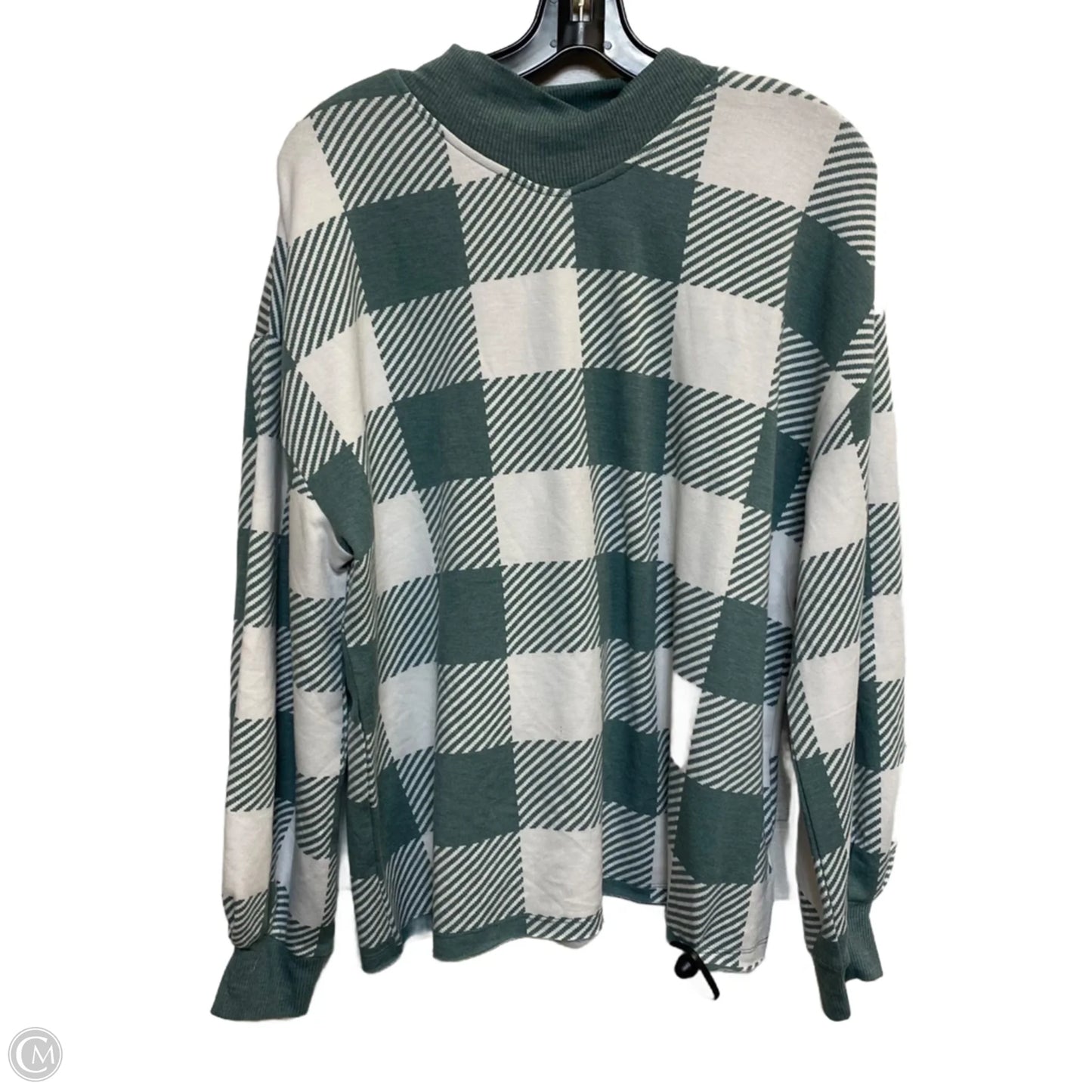 Top Long Sleeve By Angels In Green & White, Size: Xl