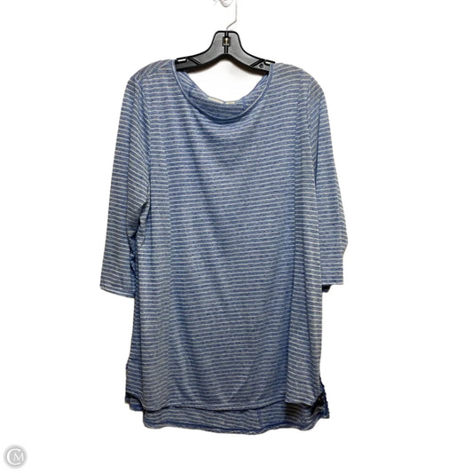 Top Short Sleeve By Chicos In Blue & White, Size: Xl