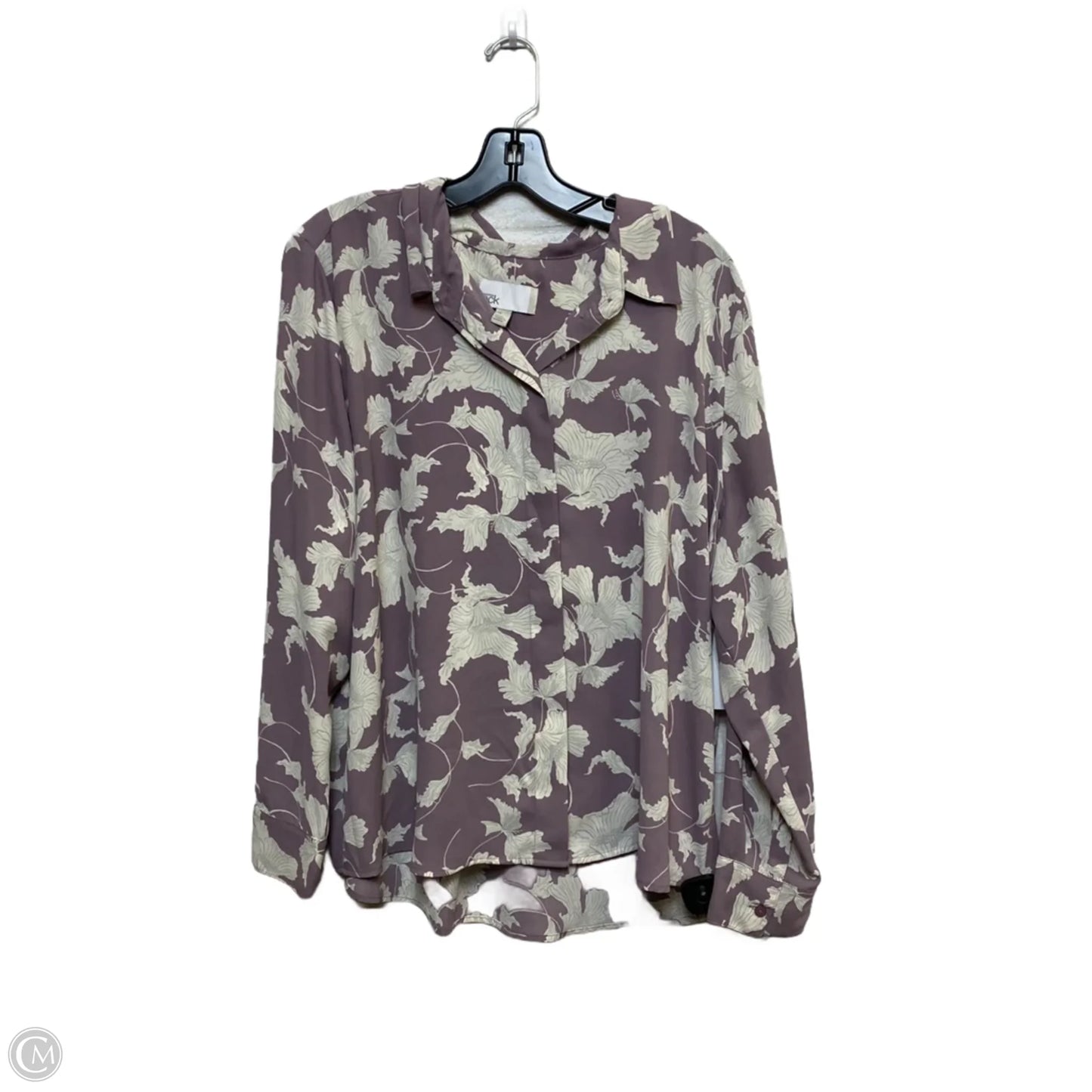 Top Long Sleeve By Nordstrom In Purple & White, Size: 1x