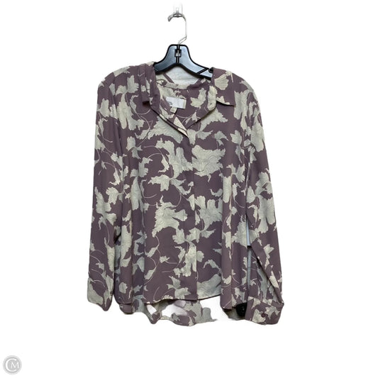 Top Long Sleeve By Nordstrom In Purple & White, Size: 1x