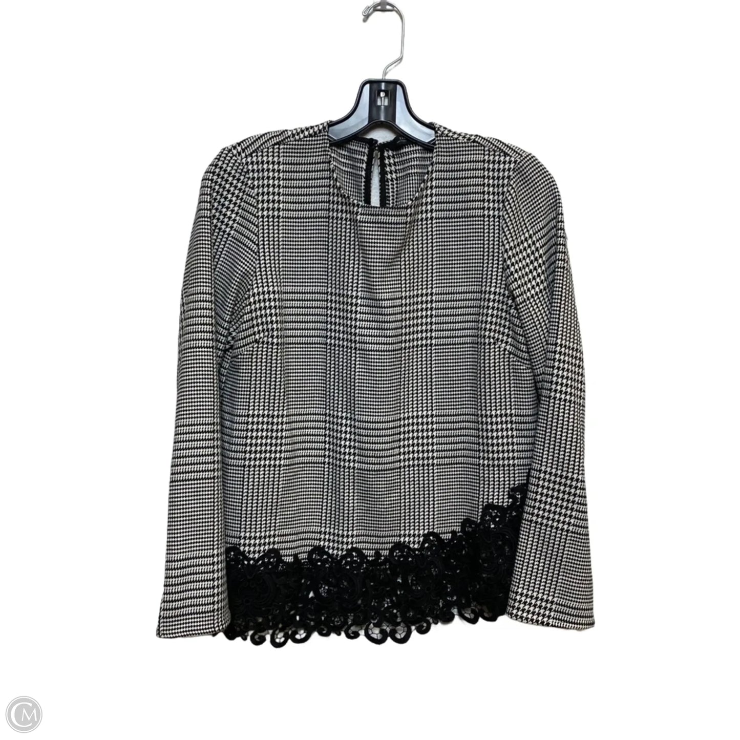 Top Long Sleeve By Zara Women In Black & White, Size: S