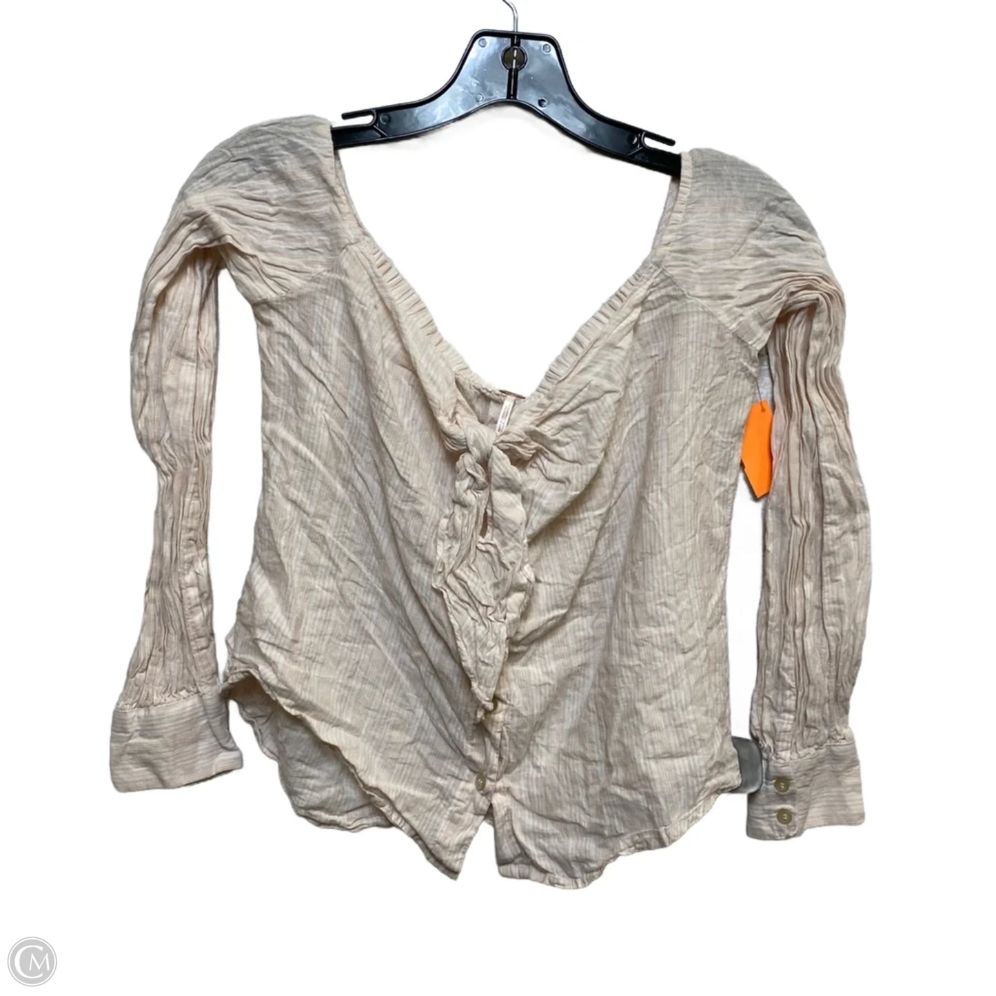 Top Long Sleeve By Free People In Pink & White, Size: Xs