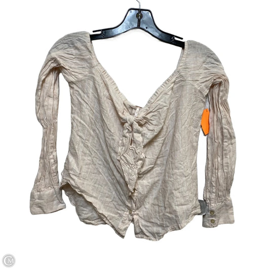 Top Long Sleeve By Free People In Pink & White, Size: Xs