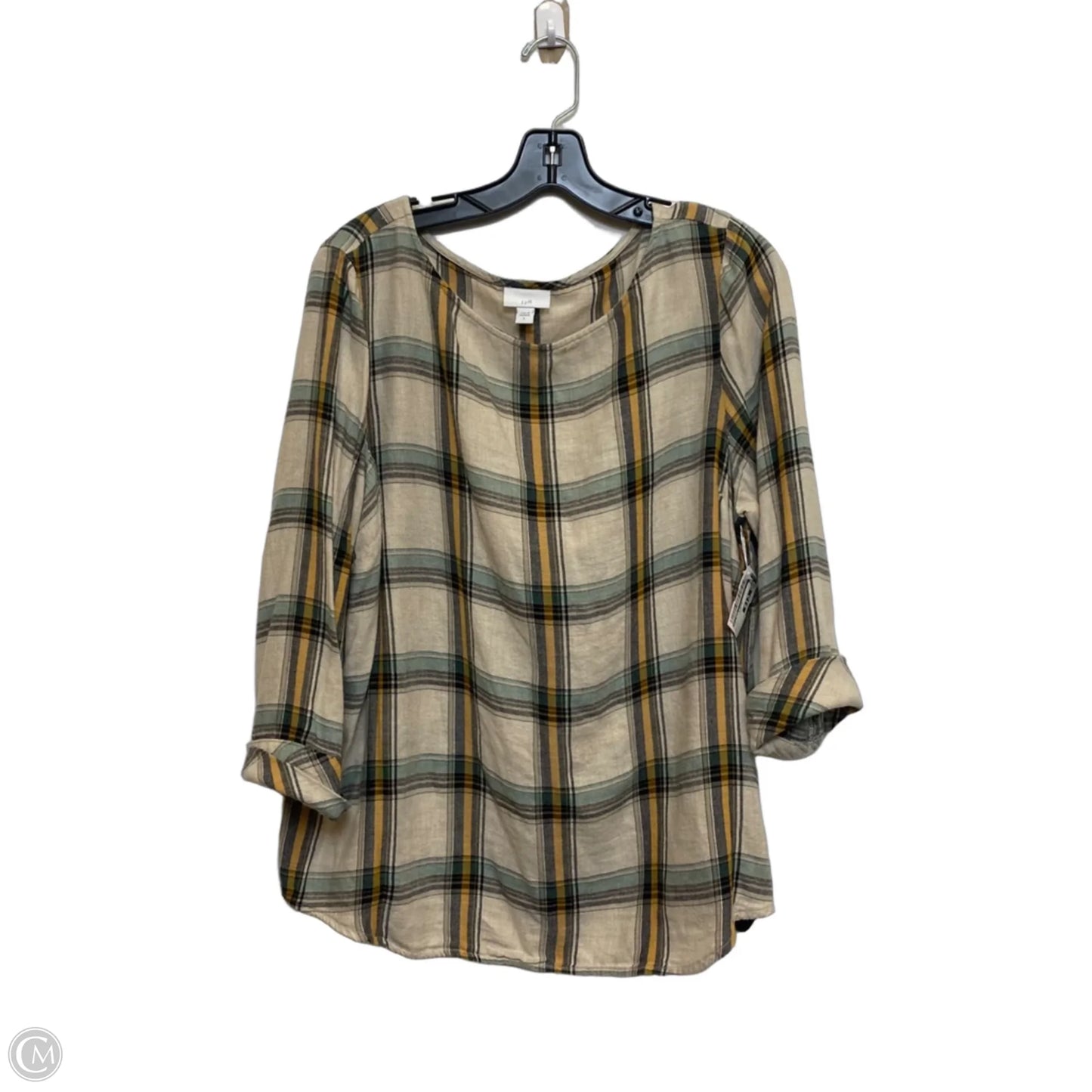 Top 3/4 Sleeve By J. Jill In Cream & Green, Size: L