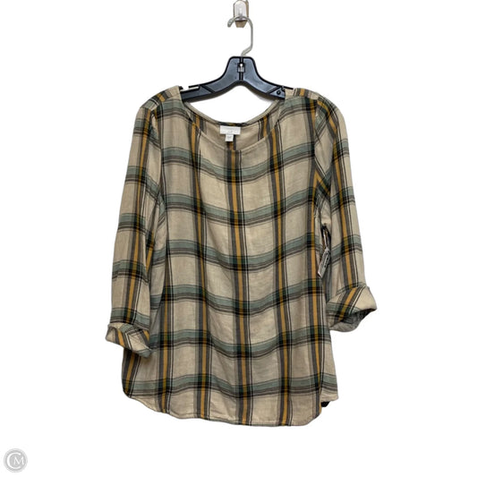 Top 3/4 Sleeve By J. Jill In Cream & Green, Size: L