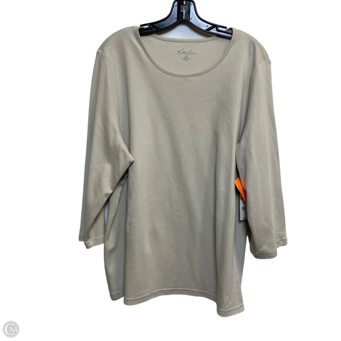 Top 3/4 Sleeve By Kim Rogers In Beige, Size: 2x