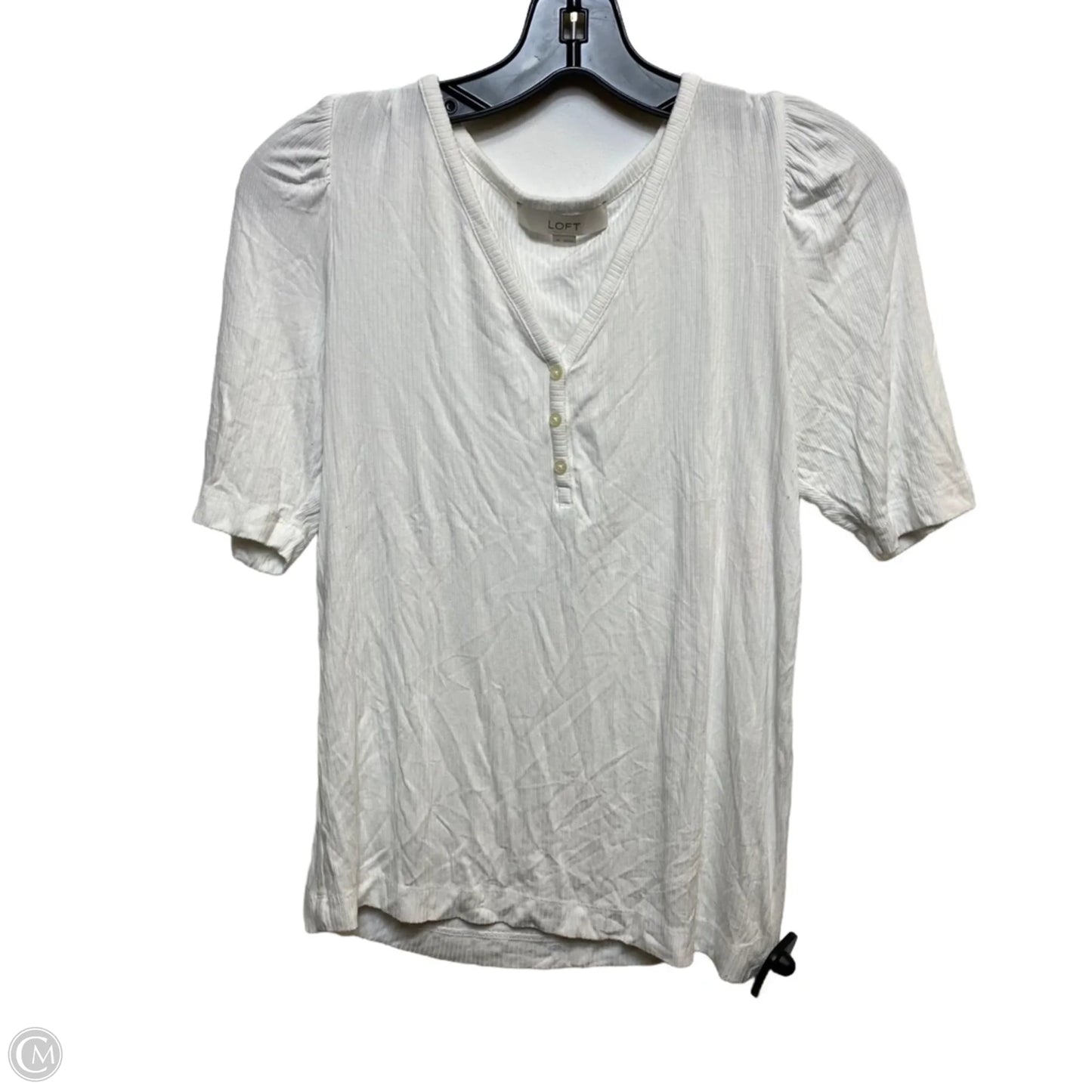 Top Short Sleeve By Loft In White, Size: M