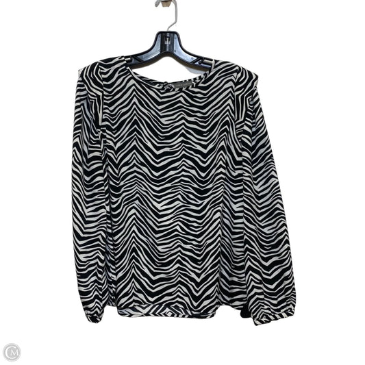 Top Long Sleeve By Vince Camuto In Black & White, Size: M