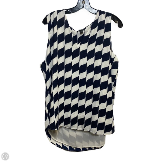 Top Sleeveless By Ann Taylor In Blue & White, Size: Xl