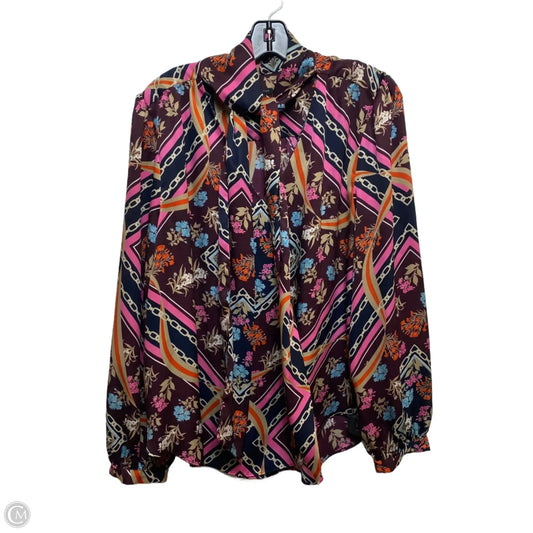 Top Long Sleeve By Ann Taylor In Blue & Purple, Size: Xl