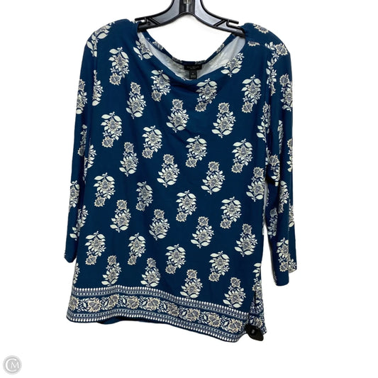 Top Long Sleeve By Ann Taylor In Blue & White, Size: Xl