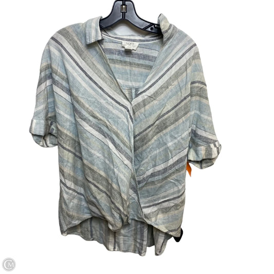 Top Short Sleeve By Loft In Green & White, Size: Xl