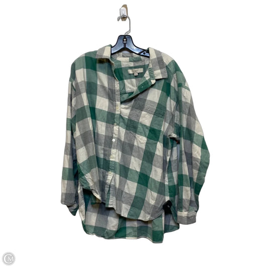 Top Long Sleeve By Loft In Green & Grey, Size: Xl