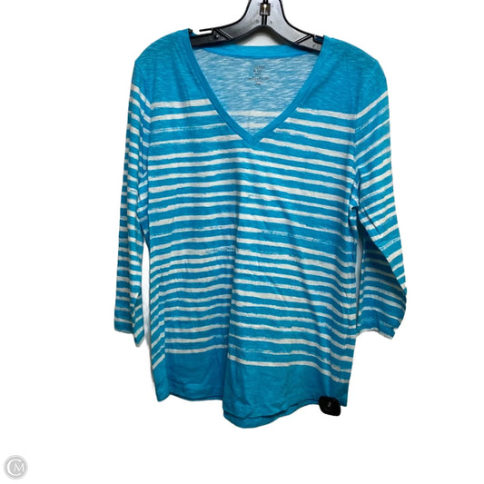 Top 3/4 Sleeve By Crown And Ivy In Green & White, Size: Xlp