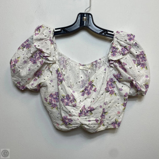 Top Short Sleeve By Idem Ditto In Purple & White, Size: M