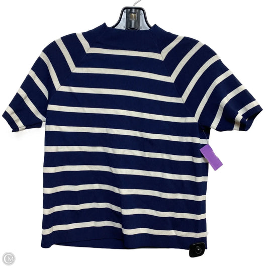 Top Short Sleeve By Lauren By Ralph Lauren In Blue & Cream, Size: L