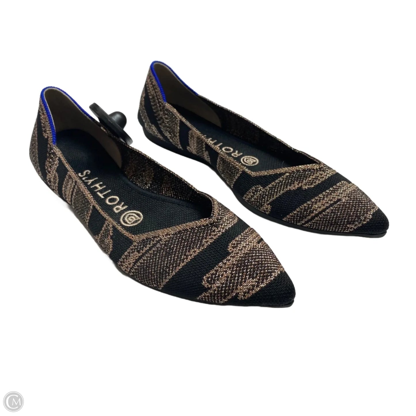 Shoes Designer By Rothys In Black & Gold, Size: 7