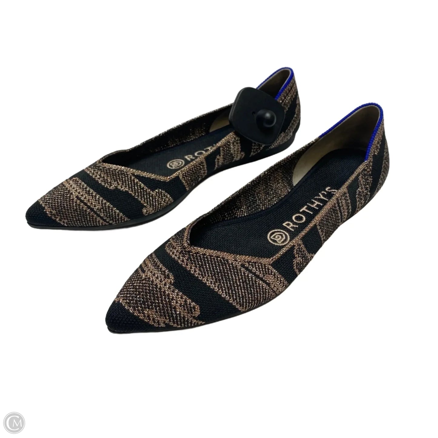 Shoes Designer By Rothys In Black & Gold, Size: 7