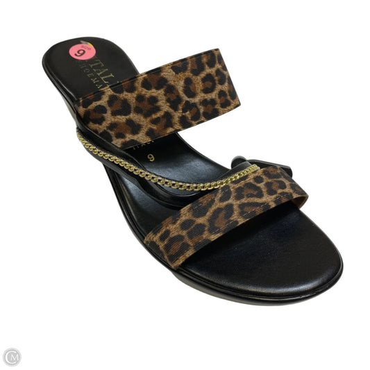 Sandals Heels Wedge By Italian Shoemakers In Animal Print, Size: 9
