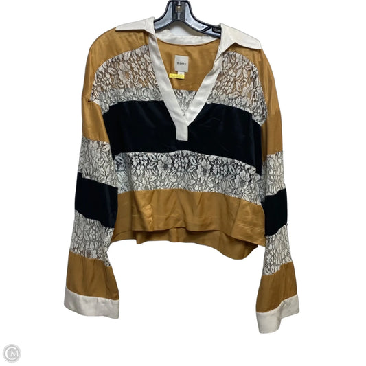 Top Long Sleeve By Maeve In Black & Gold, Size: M