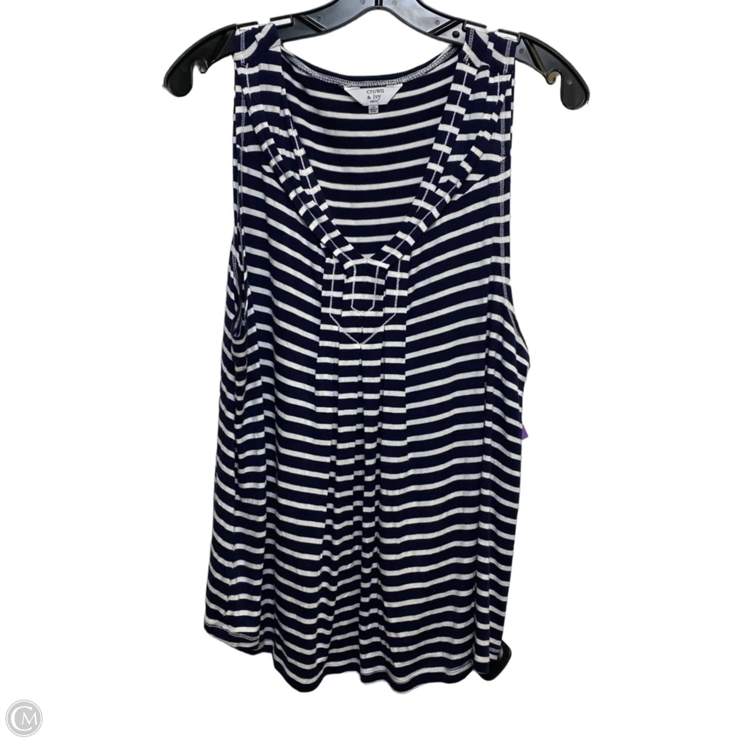 Top Sleeveless By Crown And Ivy In Blue & White, Size: 1x