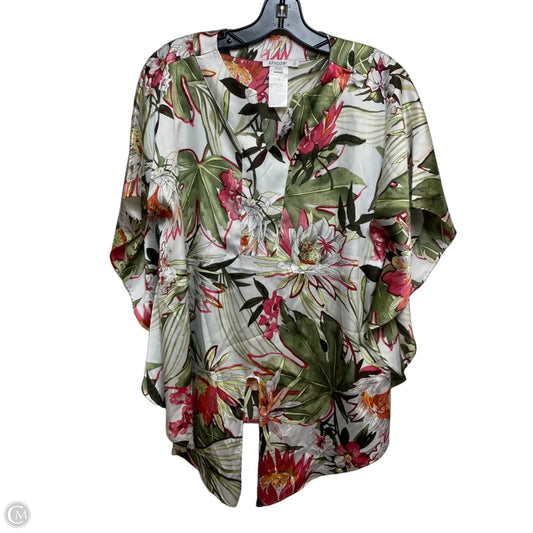 Top Short Sleeve By Chicos In Green & Pink, Size: S