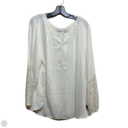 Top Long Sleeve By Susan Graver In Cream, Size: 1x