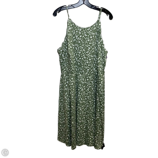 Dress Casual Midi By Fortune & Ivy In Green & White, Size: 1x