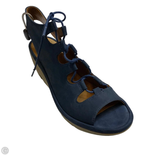 Sandals Heels Wedge By Clarks In Blue, Size: 9