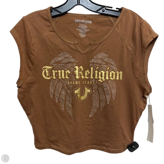 Top Short Sleeve Designer By True Religion In Brown, Size: L