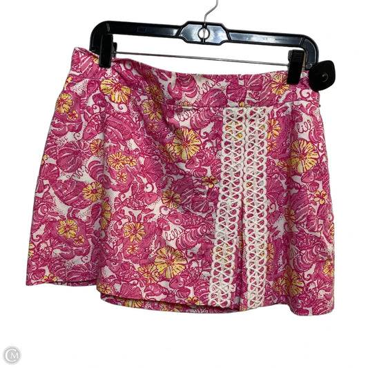 Skort Designer By Lilly Pulitzer In Pink & White, Size: L