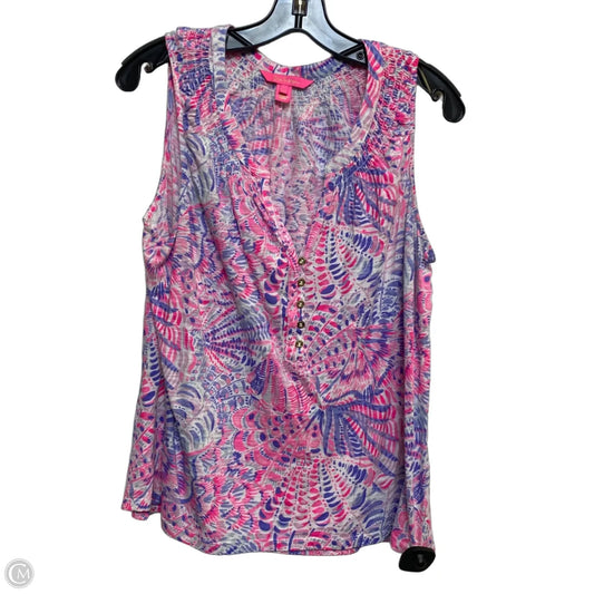 Top Sleeveless Designer By Lilly Pulitzer In Purple & White, Size: Xl