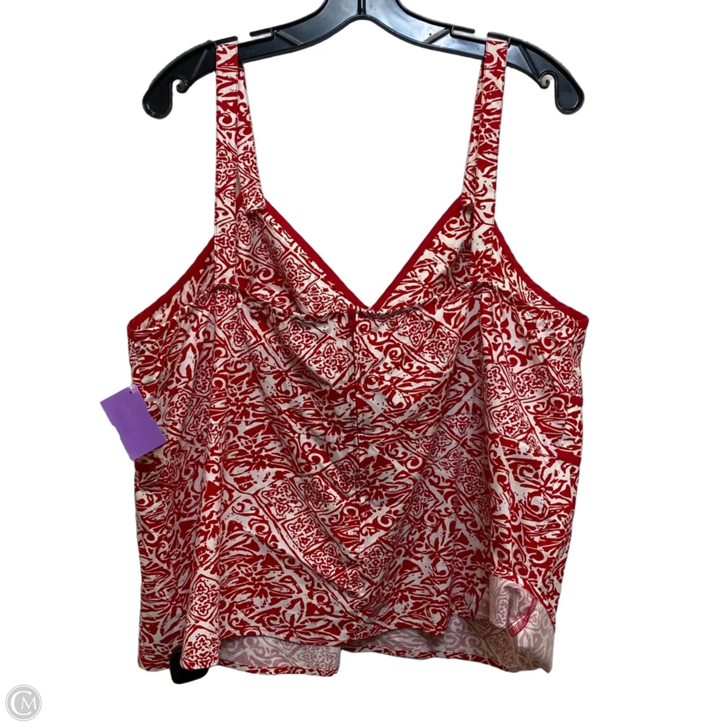 Top Sleeveless By Cato In Red & White, Size: 3x