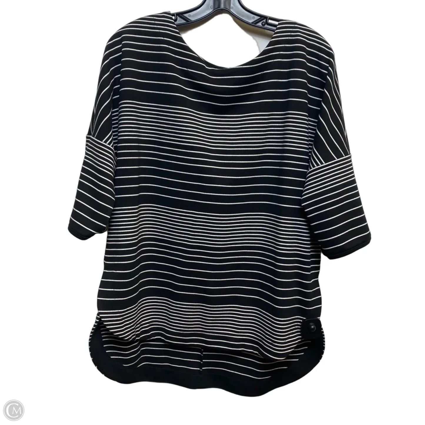 Top Short Sleeve By Max Studio In Black & White, Size: L
