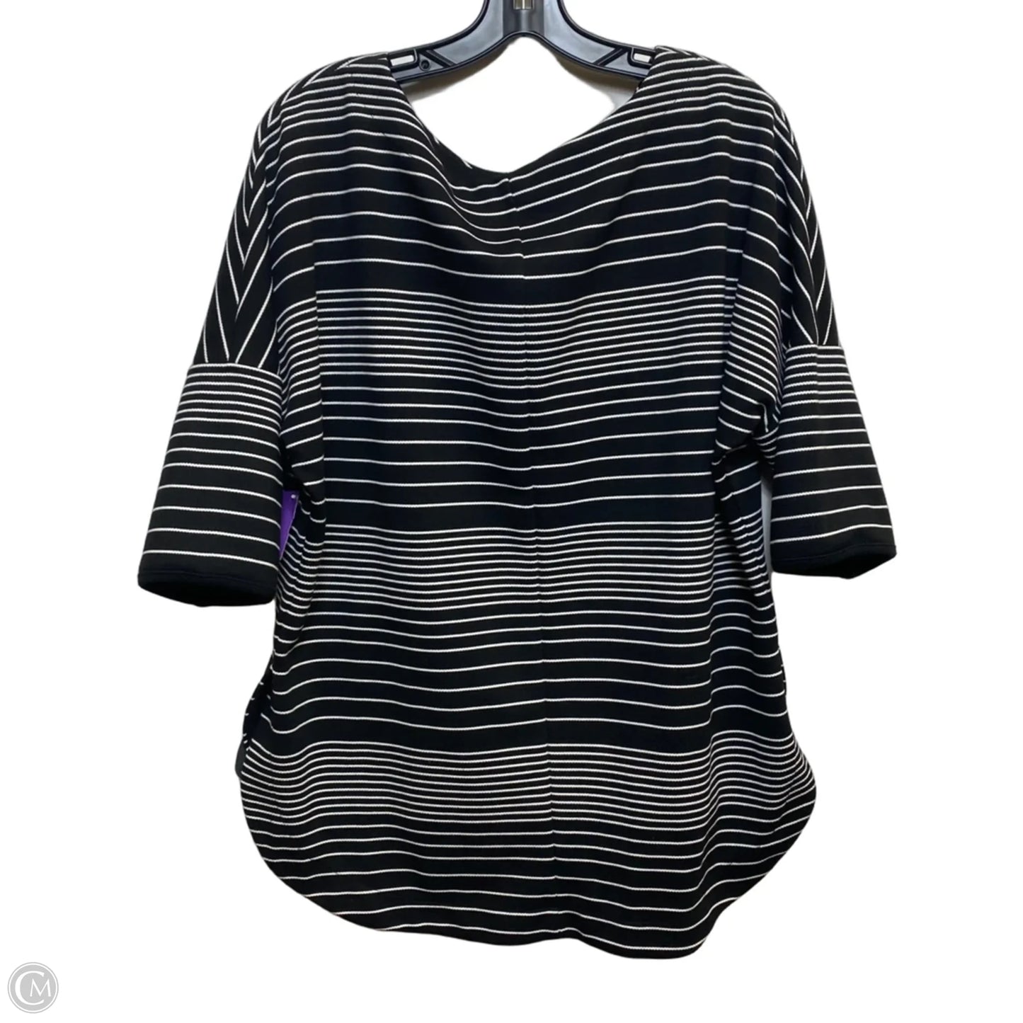 Top Short Sleeve By Max Studio In Black & White, Size: L