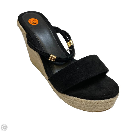 Sandals Heels Wedge By Clothes Mentor In Black, Size: 8.5