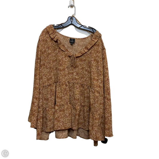 Top Long Sleeve By Oak & Trellis In Brown, Size: 4x