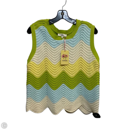 Top Sleeveless By Entro In Green & Yellow, Size: M