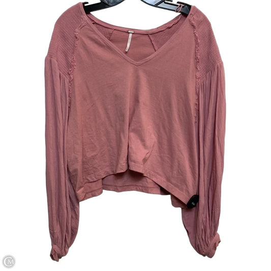 Top Long Sleeve By Free People In Pink, Size: S