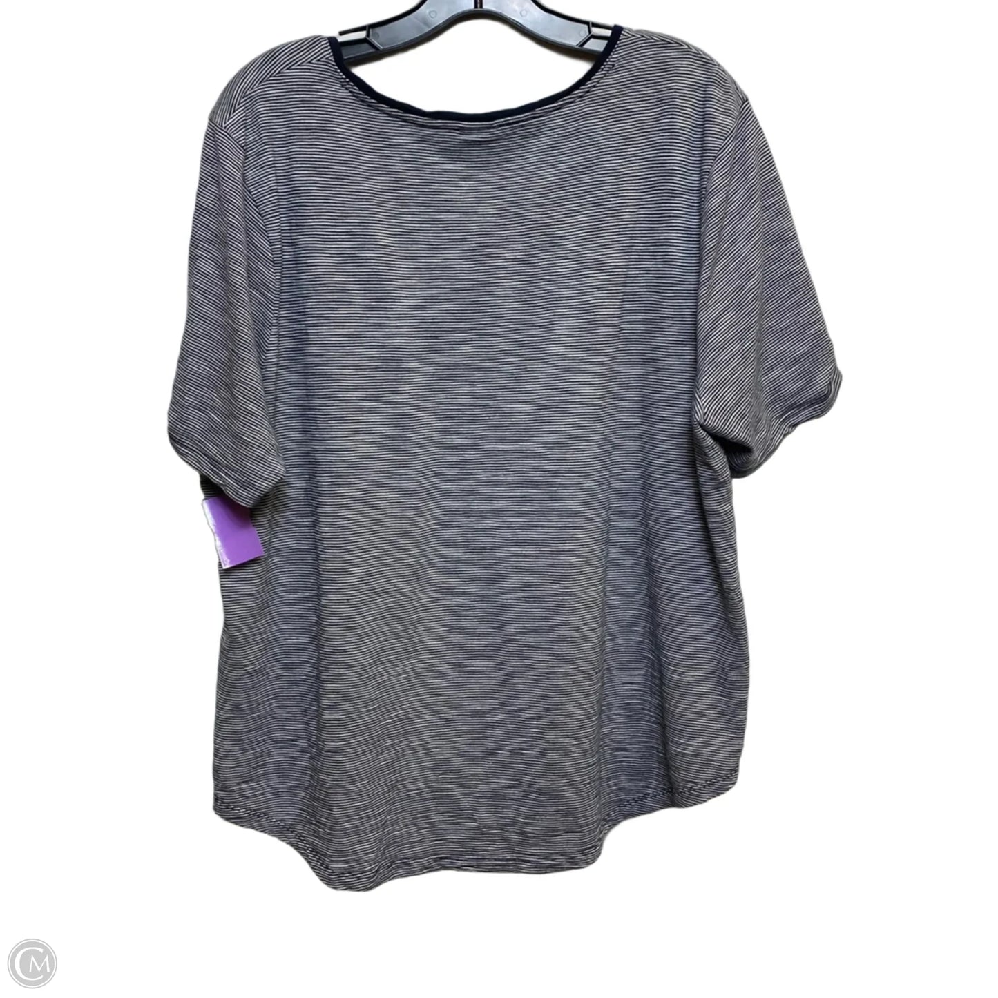 Top Short Sleeve By Chicos In Blue & White, Size: Xl