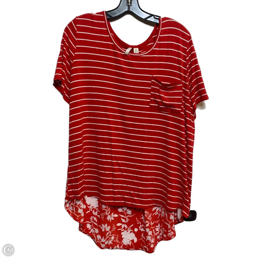 Top Short Sleeve By Cato In Red & White, Size: Xl