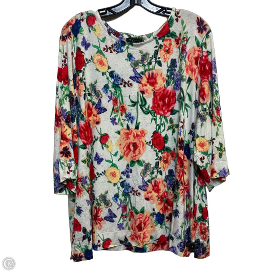 Top 3/4 Sleeve By Grace In Multi-colored, Size: 2x