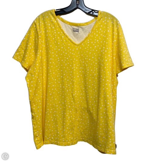Top Short Sleeve By Basic Editions In Yellow, Size: 2x