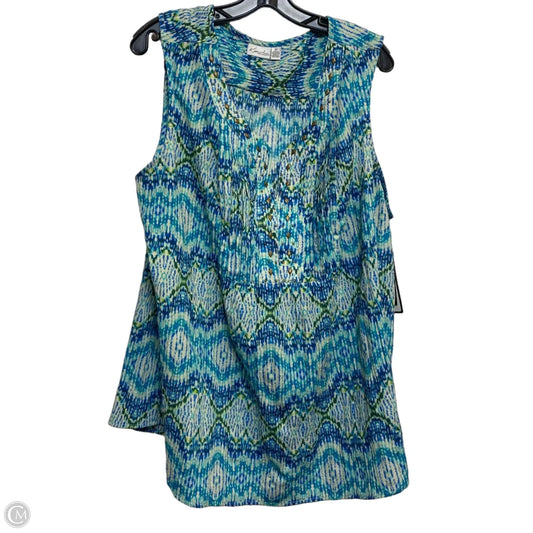 Top Sleeveless By Kim Rogers In Blue & Green, Size: 2x