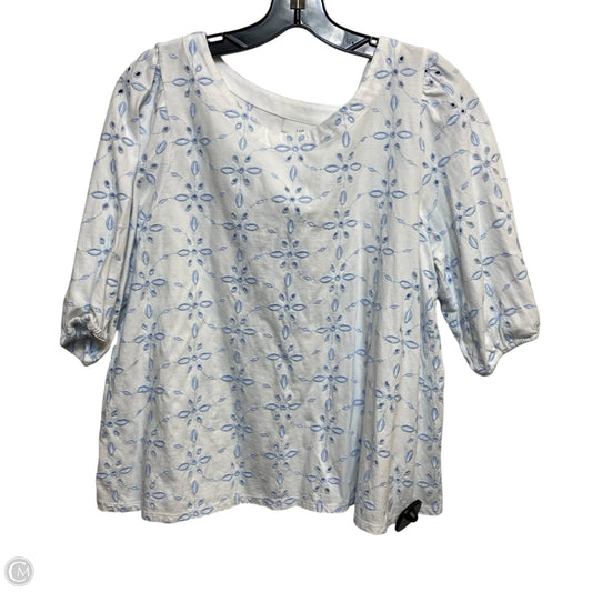 Top Short Sleeve By J. Jill In Blue & White, Size: Mp