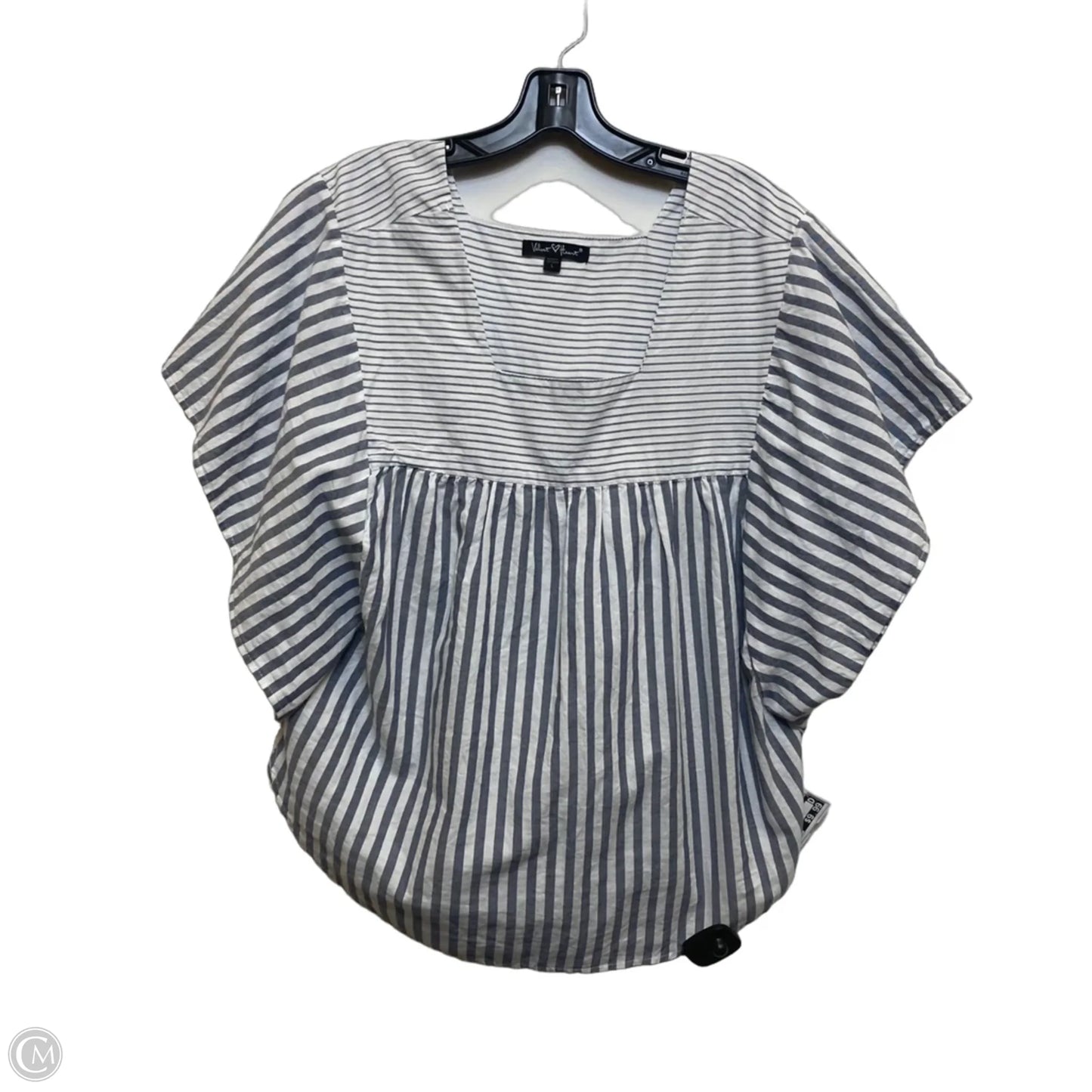 Top Short Sleeve By Velvet Heart In Blue & White, Size: L