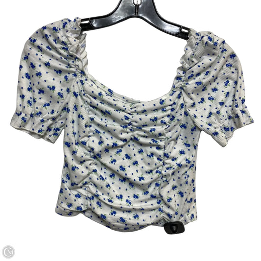 Top Short Sleeve By Shein In Blue & White, Size: S